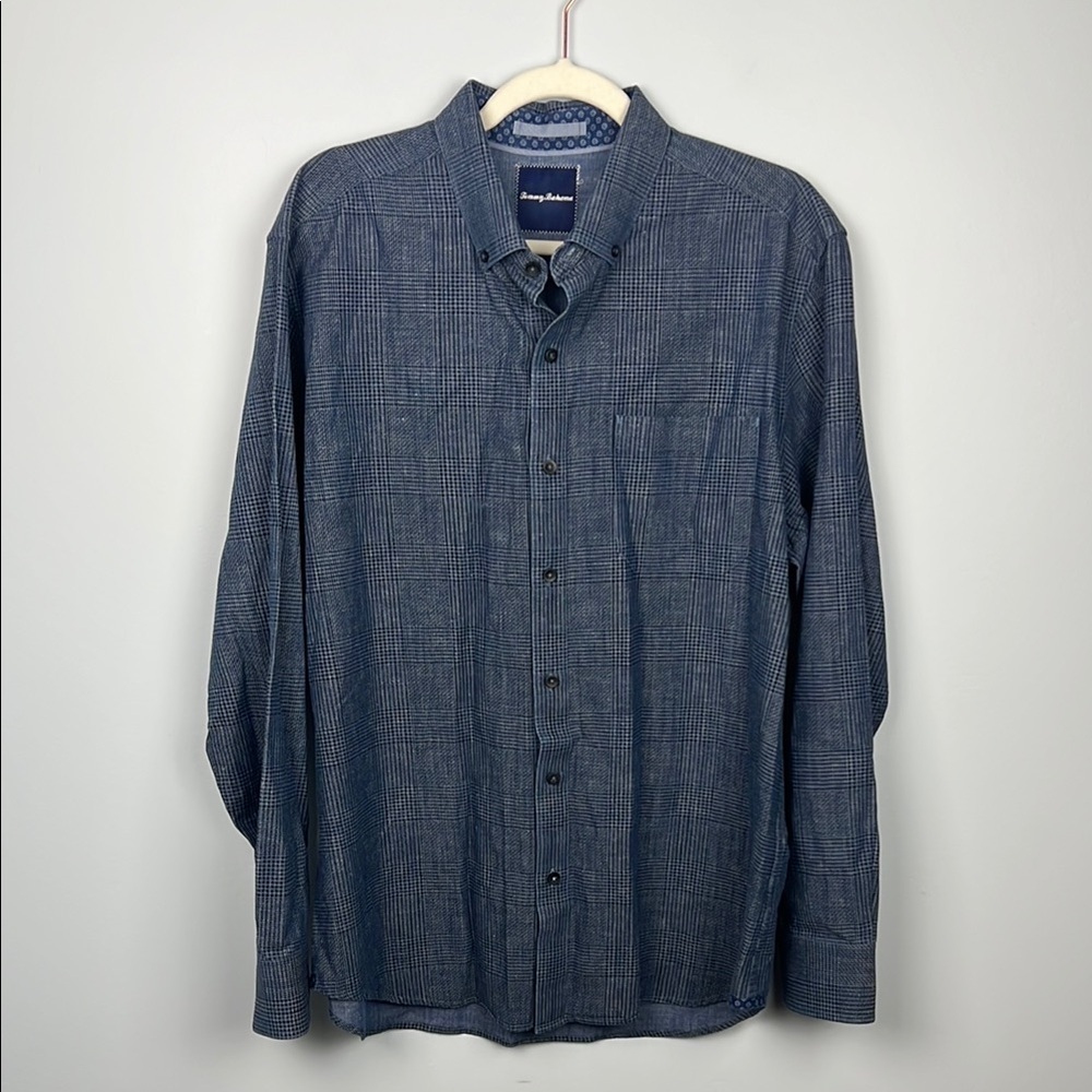 Tommy Bahama large linen/ cotton blend button down long sleeve mens shirt